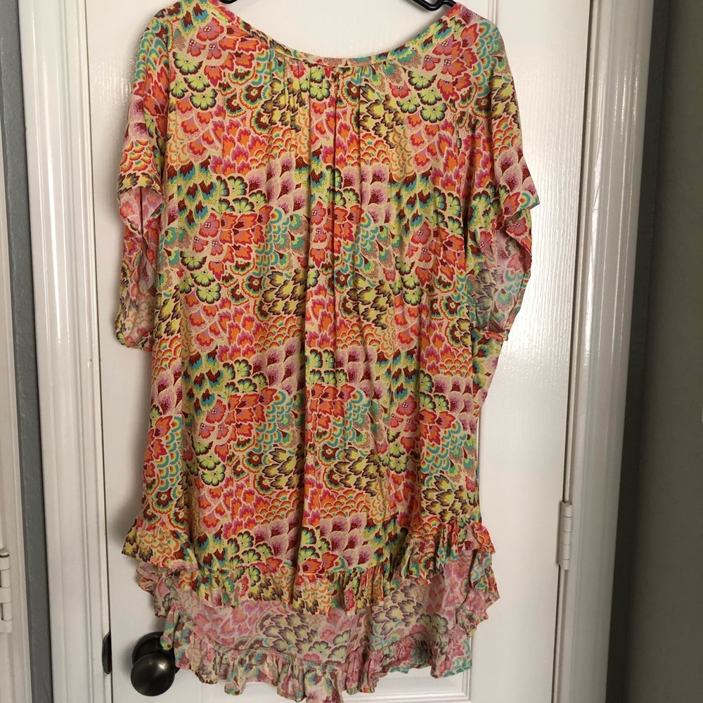 Pink multi color swim cover up